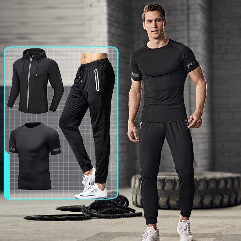 Running Gear Outfit - 3pcs Men's Fitness Sportswear Set Short