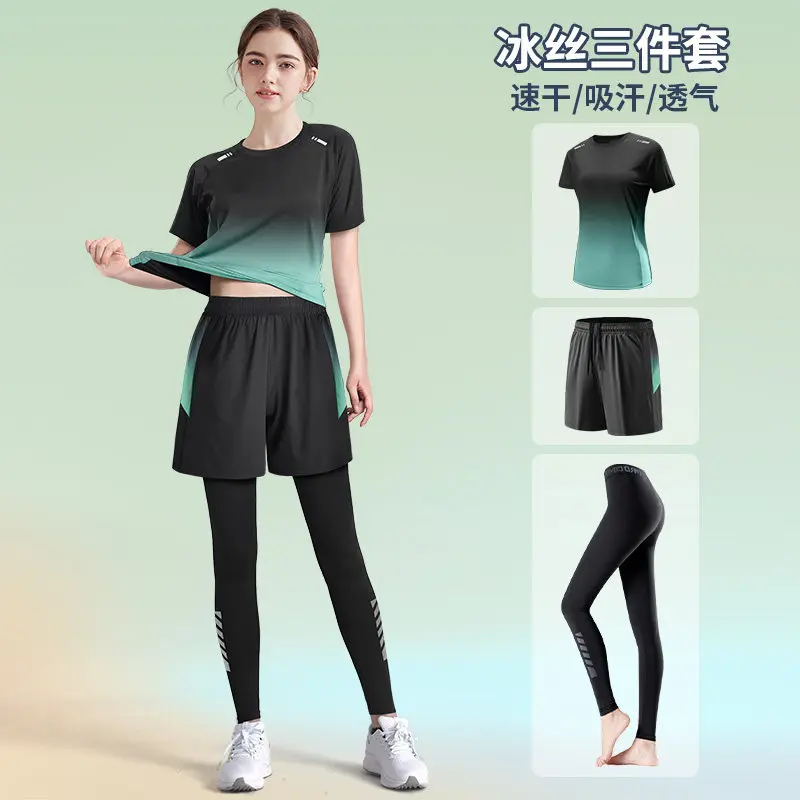 Running Gear Outfit - Women's three-piece running outfit for summer,