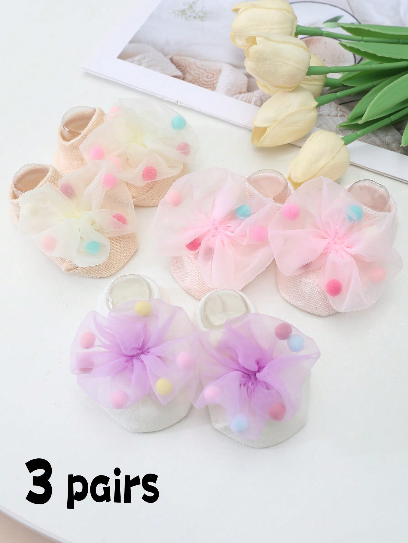 Anti Blister Sock - 3 Pairs of Baby Girls' Cotton