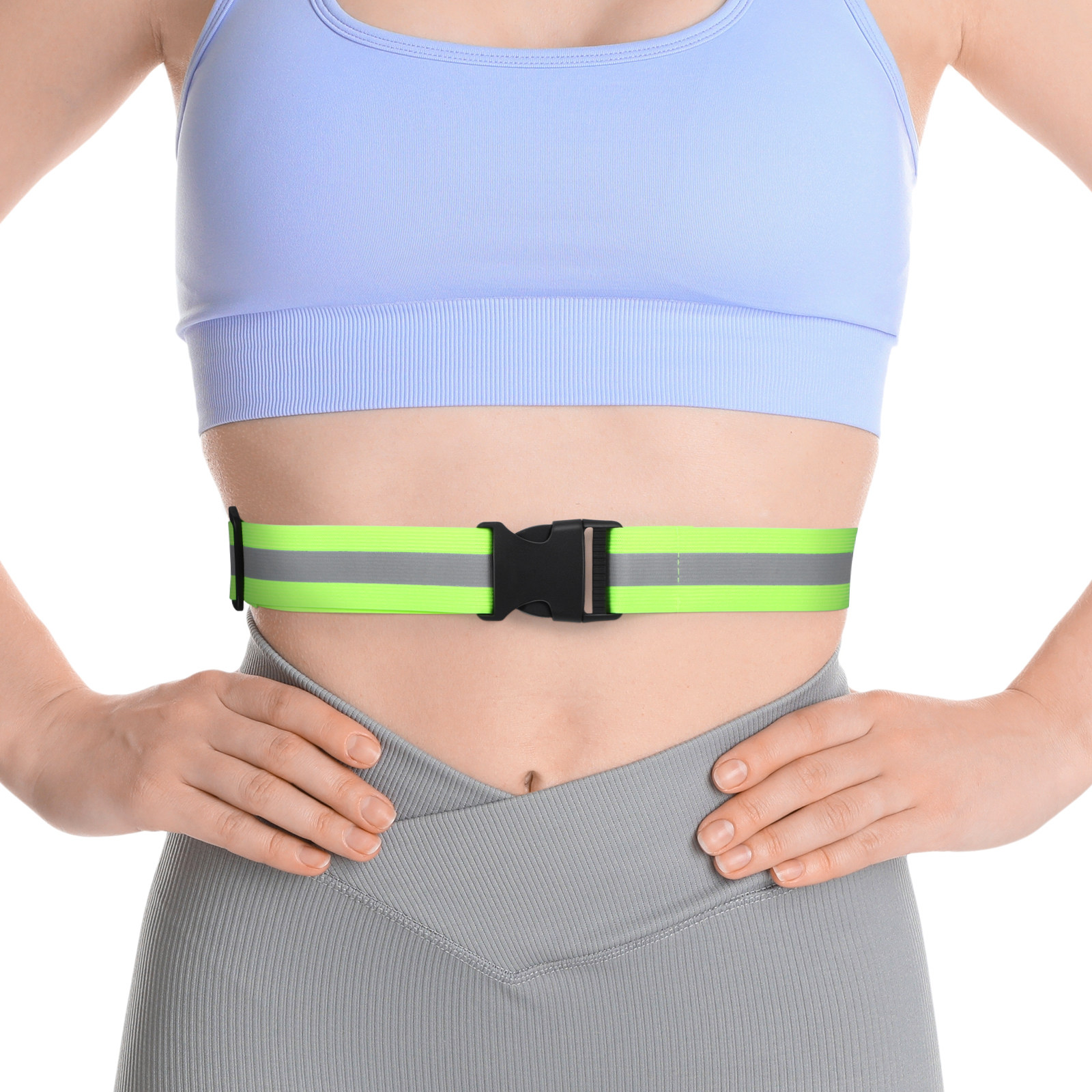 Running Visibility Gear - Fluorescent Green Reflective Belt Elastic Adjustable