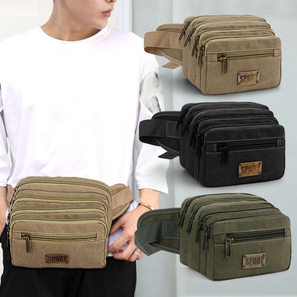 Useful Canvas Waist Bags Multi - Running Zwift ulasan dan harga